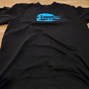 Champion Black Brushstroke Script Tee